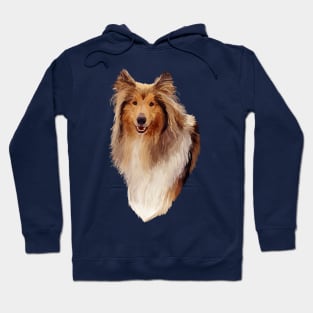 Rough Coated Sable White Collie Dog Portrait Hoodie